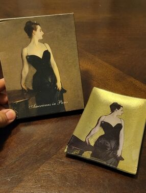 Madame X Glass trinket tray and Galison Portfolio Notes American in Paris